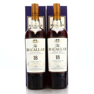 Macallan 1986 & 1987 18 Year Old 2 x 70cl