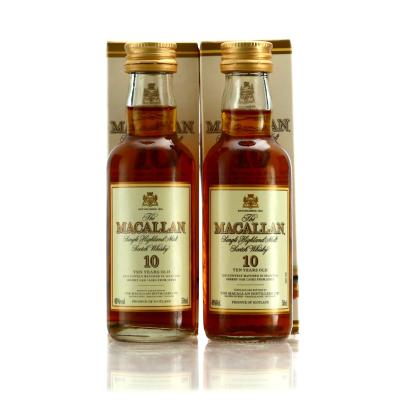 Macallan 10 Year Old  early 2000s Miniature x 2