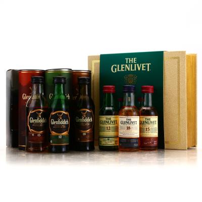 Glenlivet & Glenfiddich Miniatures x 6