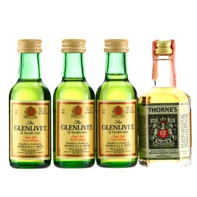 Scotch Malt Miniatures x 4 / includes Glenlivet  12 Year Old