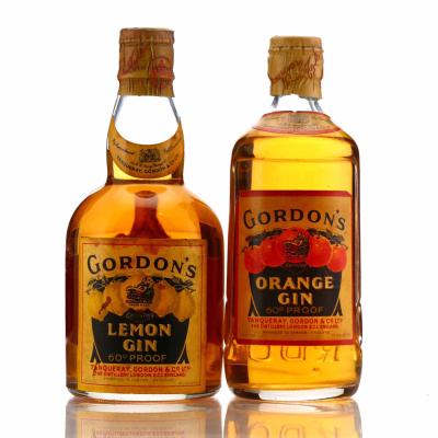 Gordon's Lemon & Orange Gin circa 1940s Half Bottle x2 Gordon's Lemon & Orange Gin circa 1940s Half Bottle x2