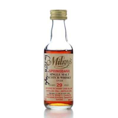 Springbank 1966 Milroy's 29 Year Old Sherry Cask Miniature / Signed by John Milroy