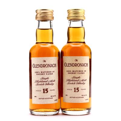 Glendronach 15 Year Old Sherry Casks Miniature x 2 1990s