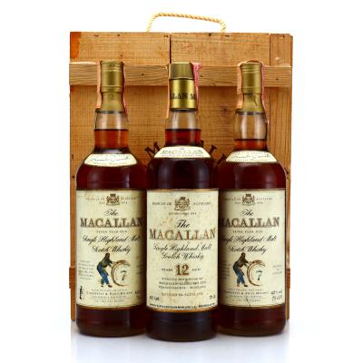 Macallan 7 & 12 Year Old Gift Pack 3 x 75cl 1980s