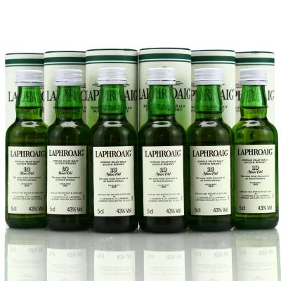 Laphroaig 10 Year Old Pre-Royal Warrant Miniature x 6