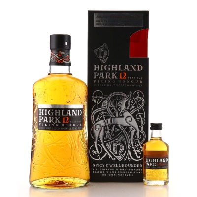 Highland Park 12 Year Old Viking Honour With Cask Strength Miniature