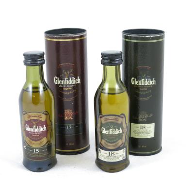Glenfiddich 15 and 18 Year Old Minatures 2 x 5cl