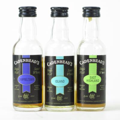 Cadenhead's Miniature Selection 3 x 5cl / Including Springbank 33 Year Old LOW FILL LEVEL