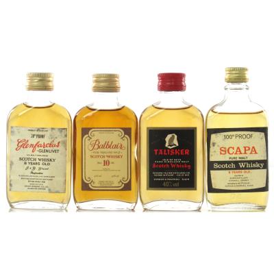 Single Malt Scotch Whisky Miniature Selection x 4 / including Talisker Gordon and MacPhail 1970s
