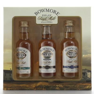 Bowmore Gift Pack 12, Darkest and 17 Year Old Miniatures x 3