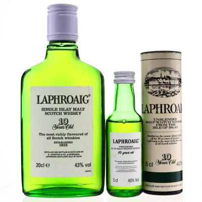 Laphroaig 10 Year Old Pre-Royal Warrant 20cl & Miniature