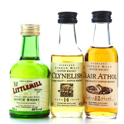 Single Malt Whisky Miniatures x 3 / Including Clynelish & Blair Athol Flora and Fauna