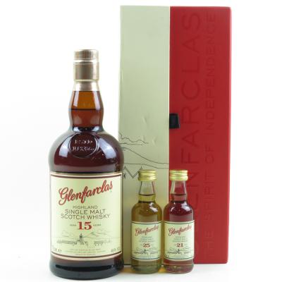 Glenfarclas 15 Year Olf Gift Pack Including 21 and 25 Year Old Miniatures