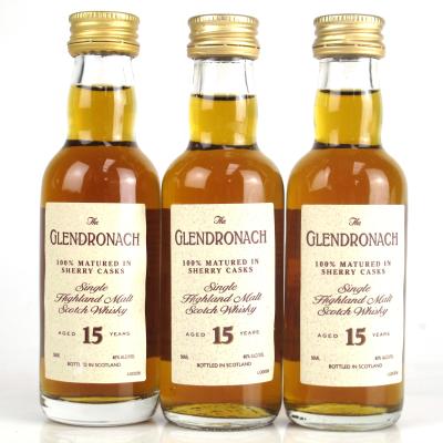 Glendronach 15 Year Old 1990s Miniatures 3 x 5cl