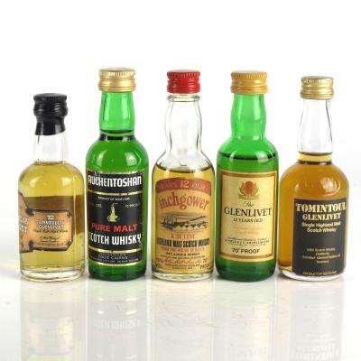 Miscellaneous Single Malt Selection 1970s/80s 5 x Miniatures