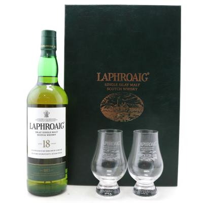 Laphroaig 18 Year Old / with 2 x Branded Glencairn Glasses Laphroaig 18 Year Old / with 2 x Branded Glencairn Glasses