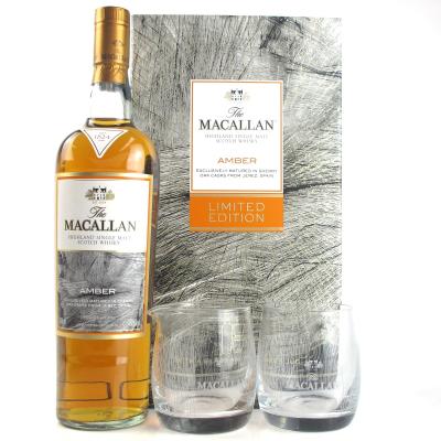 Macallan Amber Limited Edition Gift Pack / Including Two Glasses