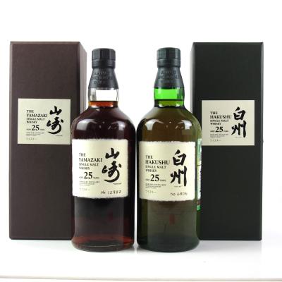 Yamazaki 25 Year Old and Hakushu 25 Year Old 2 x 70cl