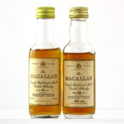 Macallan 10 Year Old Miniatures 1980s x 2