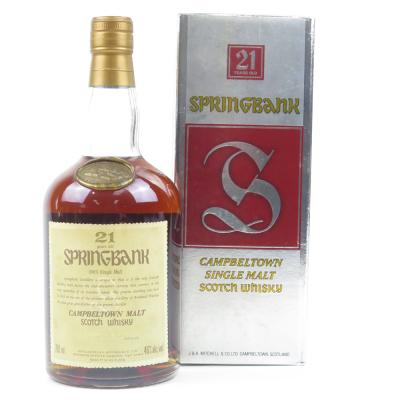 Springbank 21 Year Old 1980s 75cl / US Import Springbank 21 Year Old 1980s 75cl / US Import