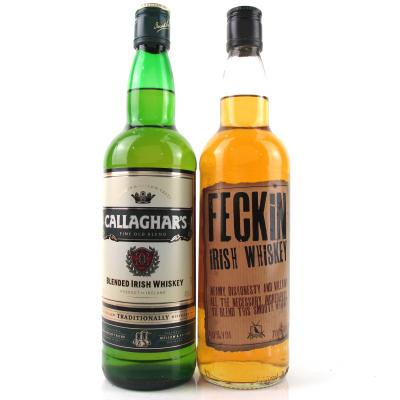 Feckin Irish Whiskey and Callaghar's Fine Old Blend 2 x 70cl