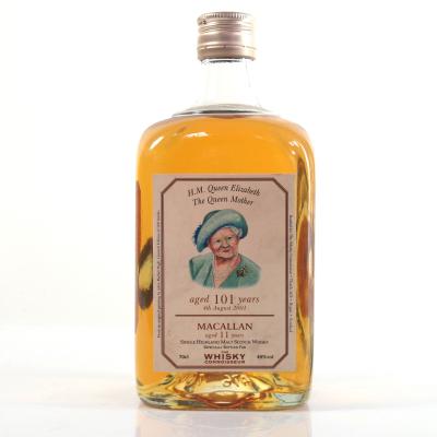 Macallan 11 Year Old The Whisky Connoisseur / The Queen Mother 101 Years Old