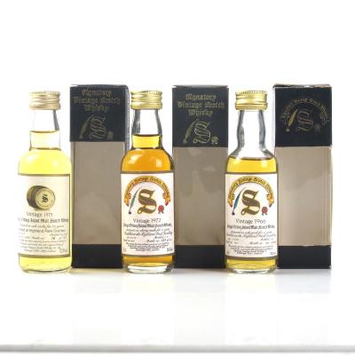 Highland Park 1966, 1972 and 1975 Signatory Vintage Miniatures 3 x 5cl