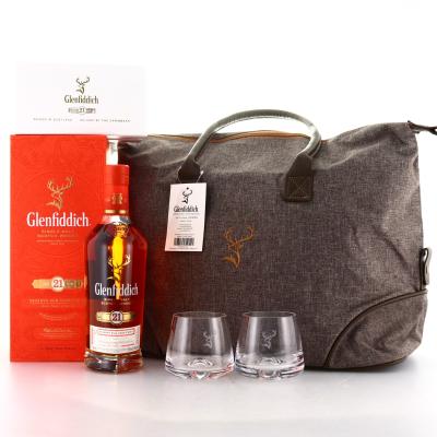 Glenfiddich 21 Year Old Reserva Rum Cask Finish / with Messenger Bag & 2 x Glasses