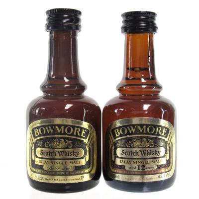 Bowmore De Luxe and 12 Year Old Miniatures / 2 x 5cl