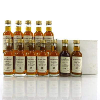 Glendronach 15 Year Old 1990s Sherry Wood Miniatures 12 x 5cl