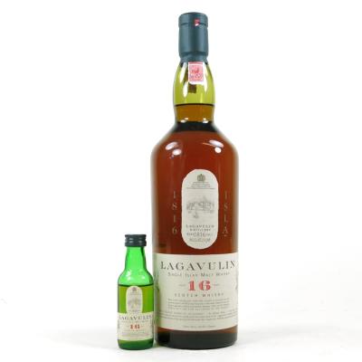 Lagavulin 16 Year Old White Horse Bottling 1 Litre and Miniature