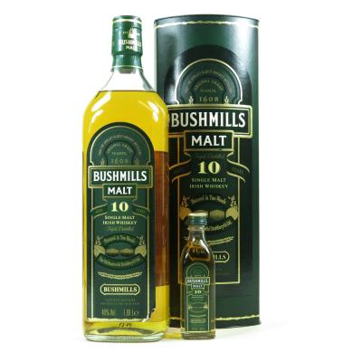 Bushmills 10 Year Old 1 Litre and Miniature