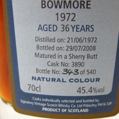 Image for Bowmore 1972 Signatory Vintage 36 Year Old / Cask Strength Image for Bowmore 1972 Signatory Vintage 36 Year Old / Cask Strength