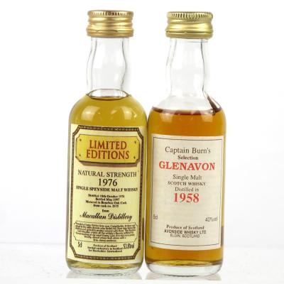 Macallan 1976 and Glenavon 1958 Miniatures 2 x 5cl