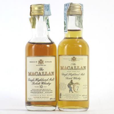 Macallan 7 Year Old & 10 Year Old Miniature 2 x 5cl