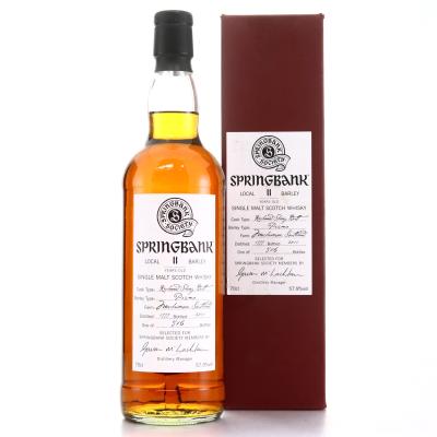 Springbank 1999 Springbank Society 11 Year Old / Local Barley Sherry Butt