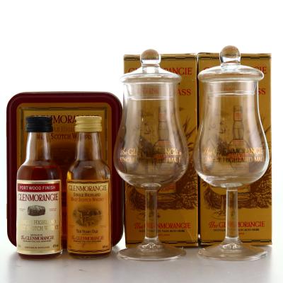 Glenmorangie 10 Year Old & Port Wood Miniatures x 2 / with 2 x Glasses