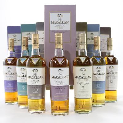 Macallan Old Fine Oak Collection 7 x 70cl / Including 18 Year Old