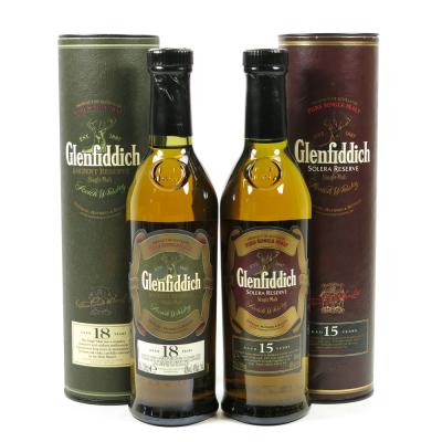 Glendfiddich 15 Year Old and 18 Year Old 2 x 20cl