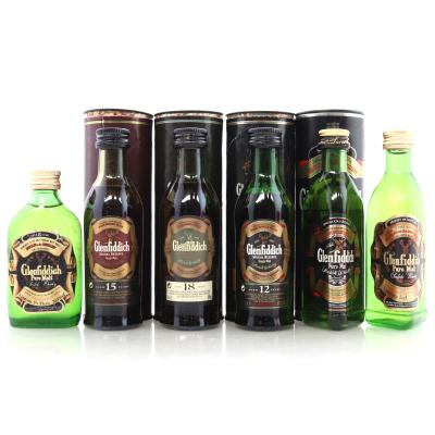 Glenfiddich Miniature Selection 6 x 5cl / Includes 8 Year Old Pure Malt 1970s