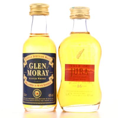 Glen Moray & Jura 16 Year Old Miniature x 2