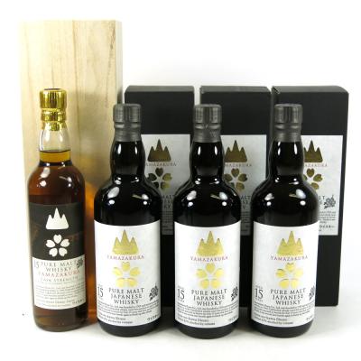 Yamazakura 15 Year Old Pure Malt and Cask Strength 3 x 70cl & 35cl Yamazakura 15 Year Old Pure Malt and Cask Strength 3 x 70cl & 35cl