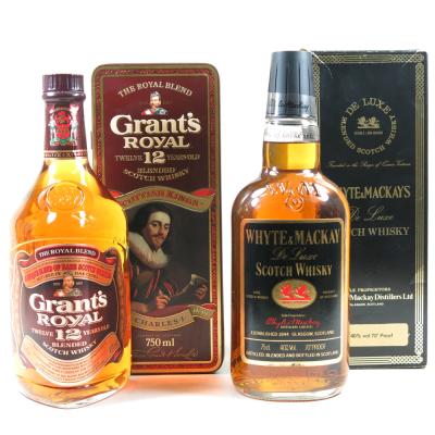 Grant's Royal 12 Year Old and Whyte & Mackays De Luxe 1980s 2 x 75cl Grant's Royal 12 Year Old and Whyte & Mackays De Luxe 1980s 2 x 75cl