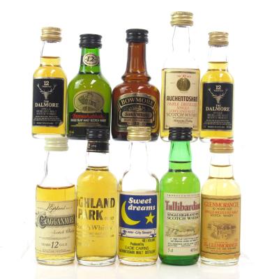 Miscellaneous Single Malt Miniature Selection 10 x 5cl / Including Bowmore 12 Year Old 1980s 