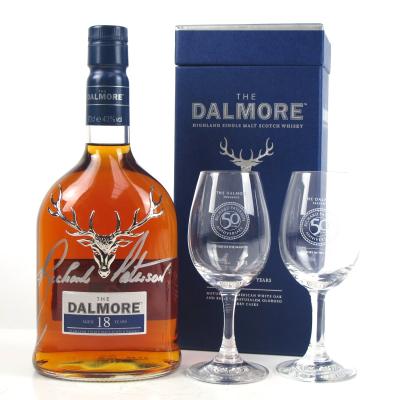 Dalmore 18 Year Old / Signed By Richard Paterson and 2 Copita Glasses