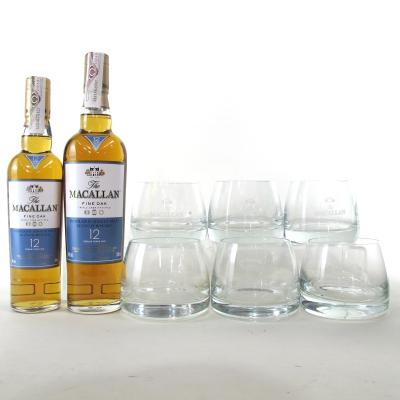 Macallan 12 Year Old Fine Oak 50cl & 35cl /including Glasses 