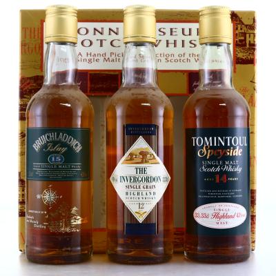 Connoisseurs Scotch Whsiky Gift Set 3 x 33.33cl 1990s / Bruichladdich, Tomintoul & Invergordon