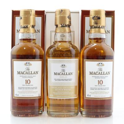 Macallan 10 Year Old & Gold Miniature 3 x 5cl