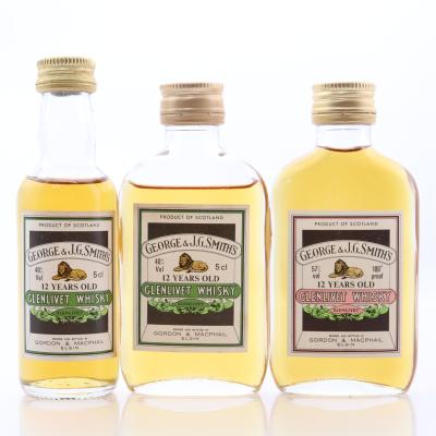 Glenlivet 12 Year Old Gordon and MacPhail Miniature x 3